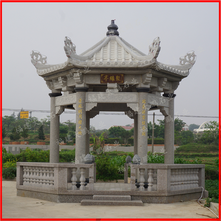 大理石石雕凉亭生产批发宫廷酒店定做青石六角亭批发别墅石亭子惠安