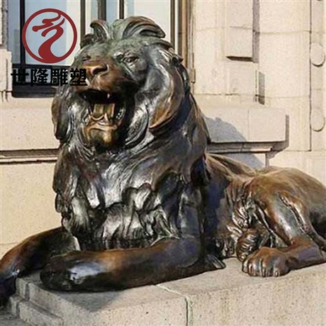 别墅庭院门口狮子雕塑摆件  景观动物摆件 世隆铜雕塑制作