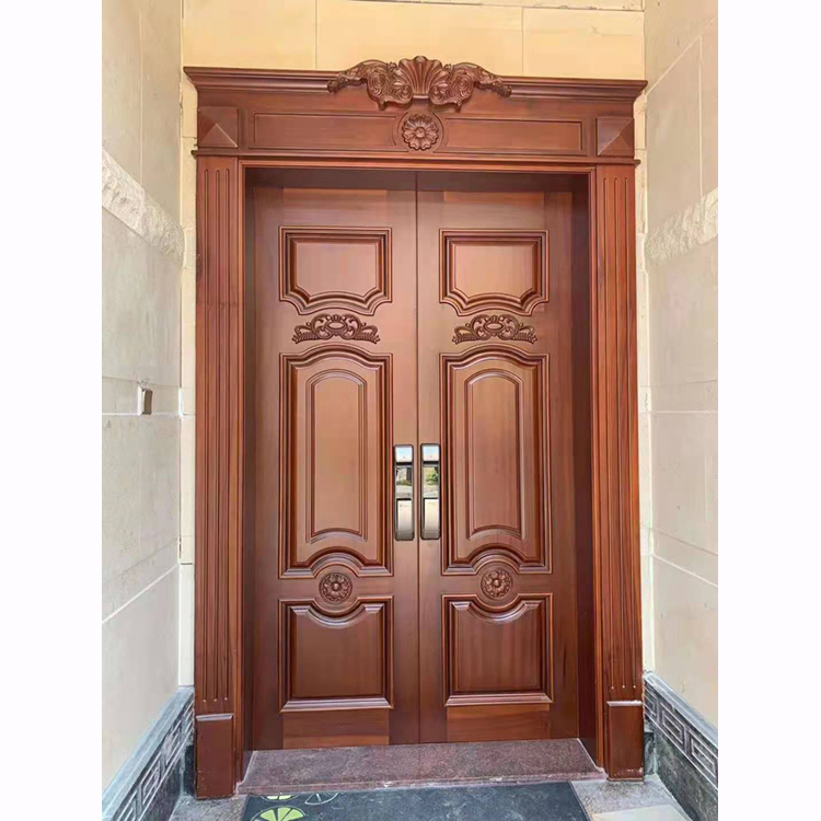 柚木大门 柚木双开别墅门 新中式柚木门 农村自建房实木大门