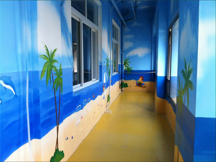 新视角 小学学校多功能教室墙绘 纯手工墙面彩绘 上门服务