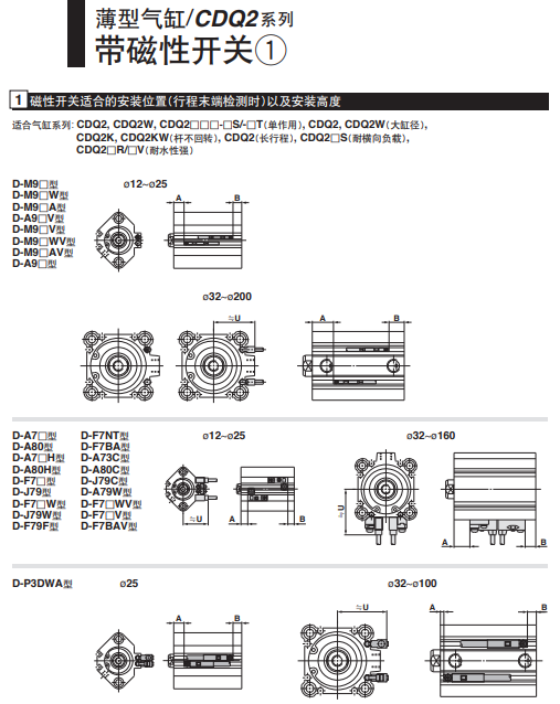 日本SMC长行程气缸 CDQ2A32-200DCZ