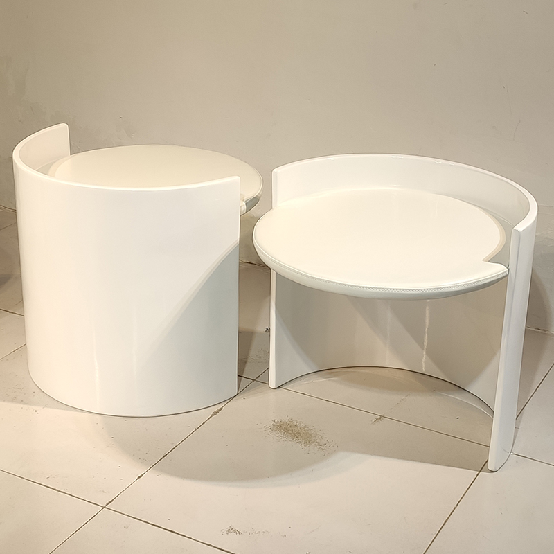 创意个性白色玻璃钢茶几简约现代设计师桌子圆形客厅定制家具