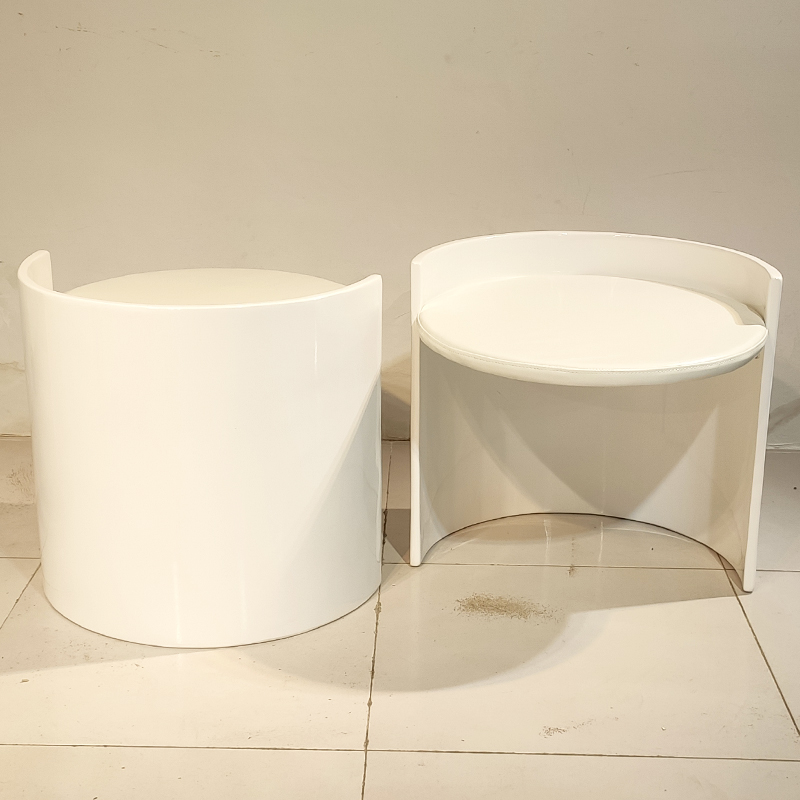 创意个性白色玻璃钢茶几简约现代设计师桌子圆形客厅定制家具