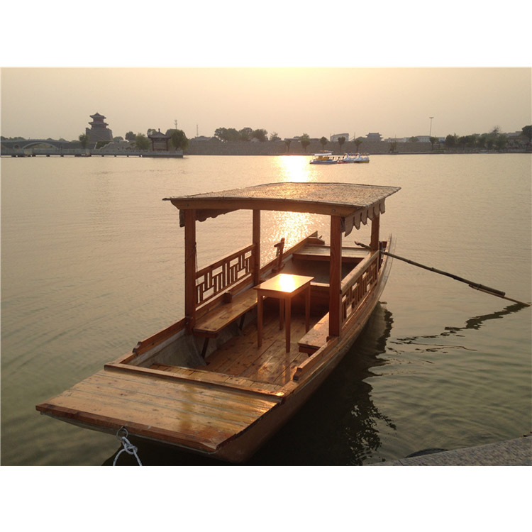 景点观光船 水上画舫船 吉林白山木船厂家定制