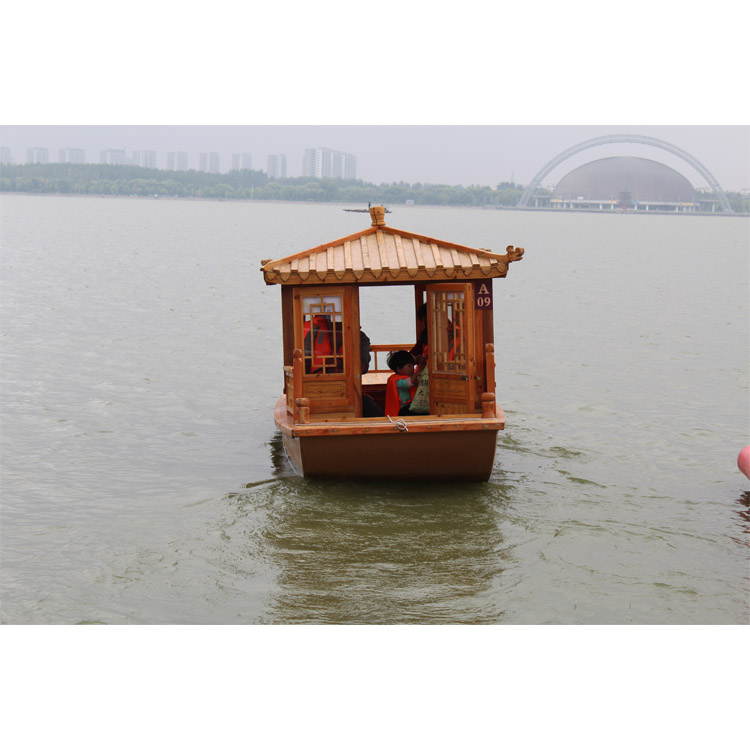 公园游船带亭子观光船福建泉州德轩厂家制造