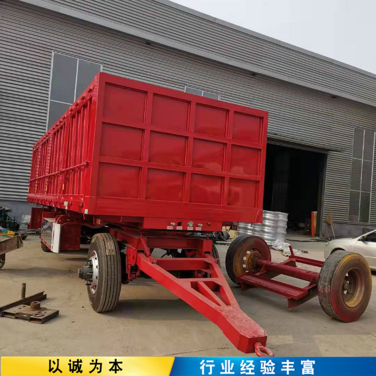 重型全挂车装运的货物质量大,外形尺寸也大,一般说来,应增加车架的