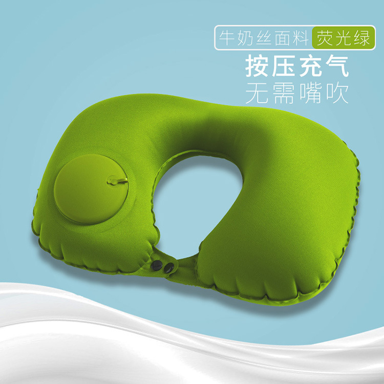 按压式充气u型枕 功能定制空气枕芯 办公室靠枕 创意便携护颈枕
