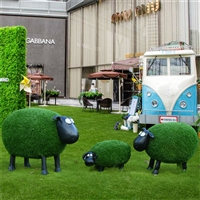 草皮羊雕塑,绿植羊雕塑