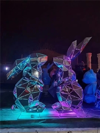 发光兔子雕塑 不锈钢雕塑加工厂