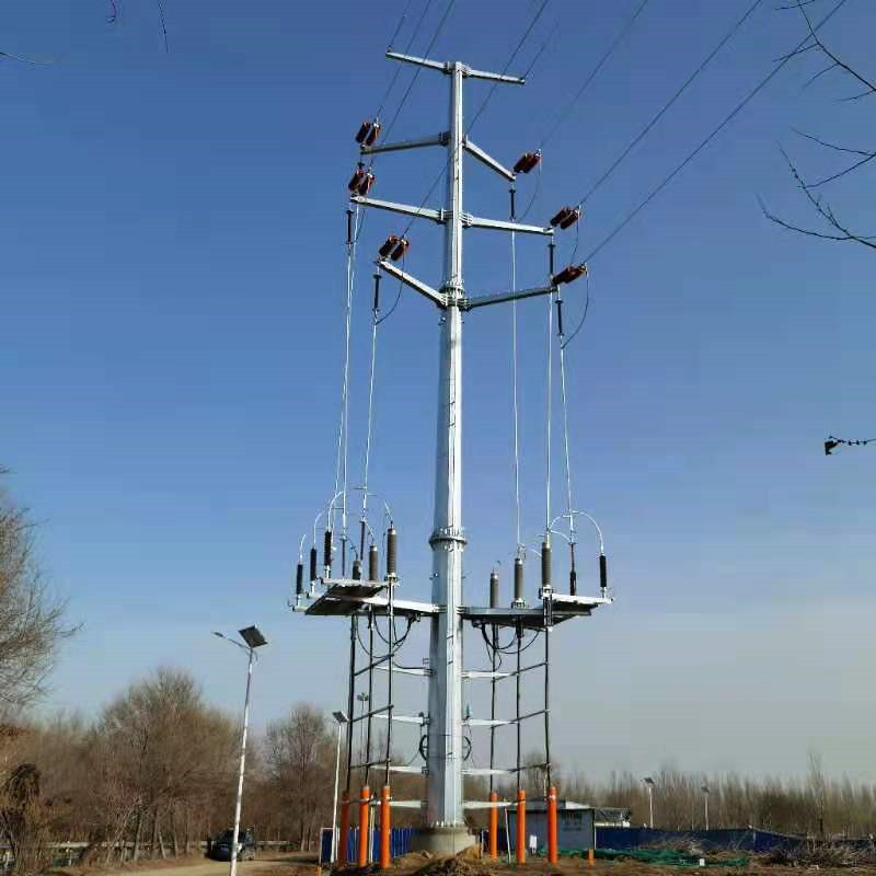 10kv电力钢杆生产厂家输电钢管塔转角钢杆定制