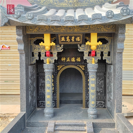 土地庙户外小庙石雕土地公土地婆石头佛龛社公社母财神庙