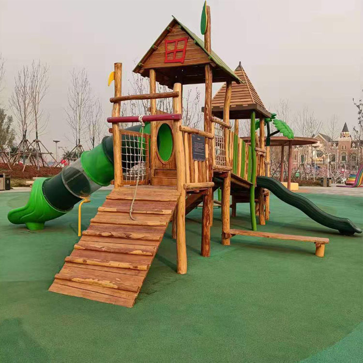 幼儿园木质滑梯 公园小区儿童实木滑梯组合 非标游乐设备厂家