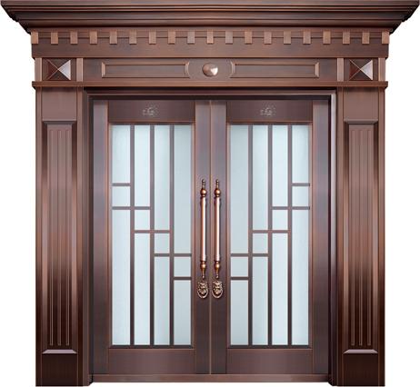 沈阳新中式铜门生产厂家别墅酒店防爆门定制双开铜门子母门厂家