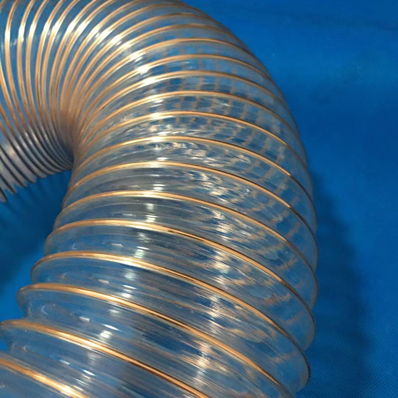 热卖 pu钢丝塑料软管 耐寒聚氨酯排风管 dn200钢丝抽吸耐磨伸缩管