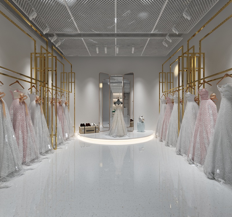 婚纱展示架服装专卖店展柜服装架定制高档服装展示柜展柜厂家