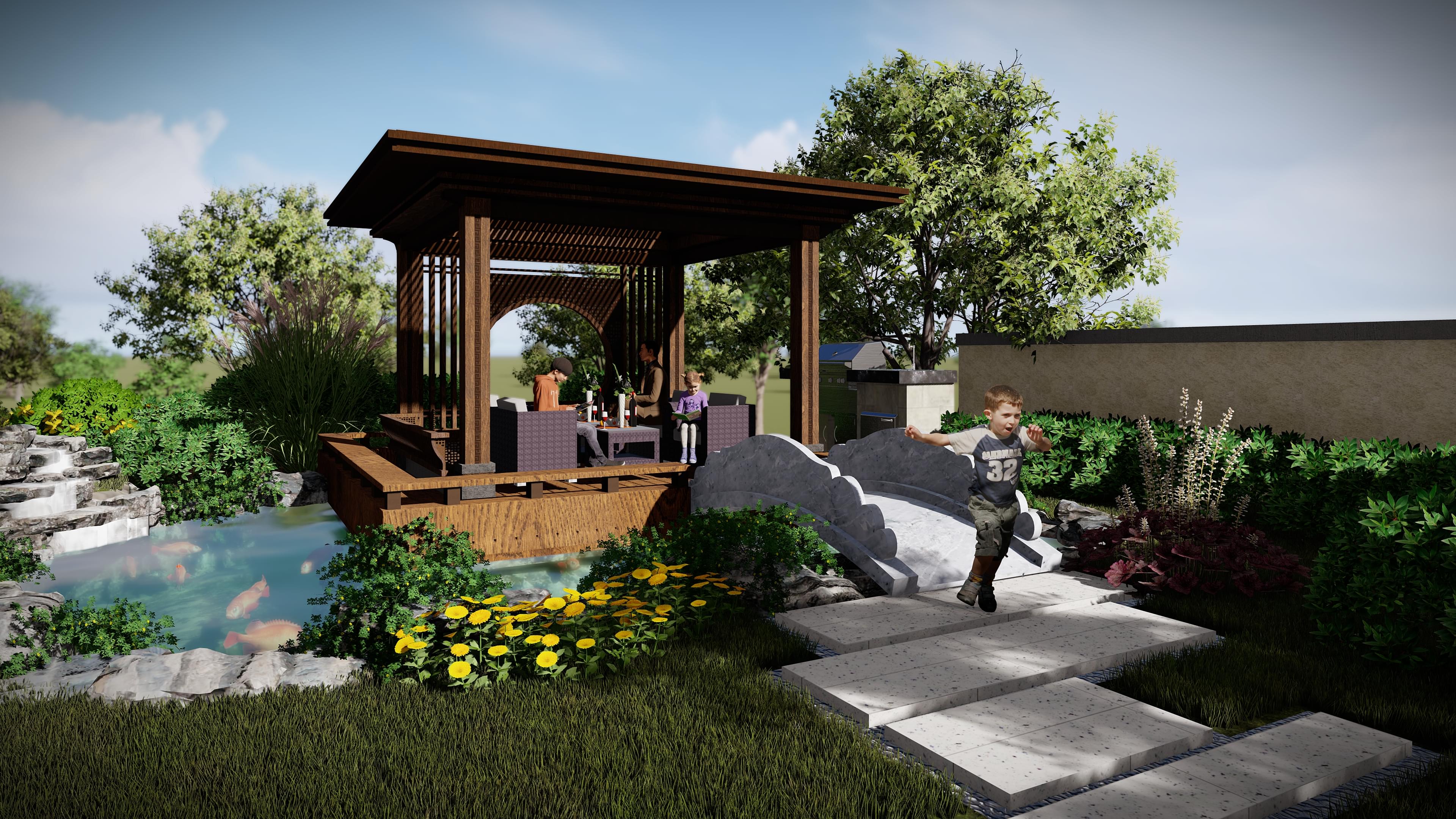 别墅庭院设计:浅析新中式庭院景观设计 可可景观