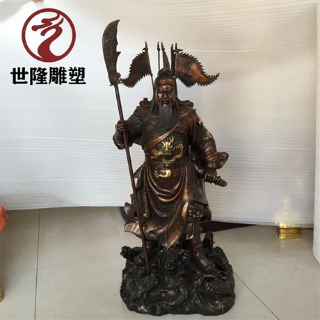 小型关公铜雕定制 桌面铜关公摆放 纯铸铜关公像