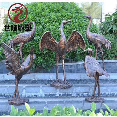 景区纯铜动物雕塑 铸铜动物摆件 铸铜鹤雕塑生产厂家