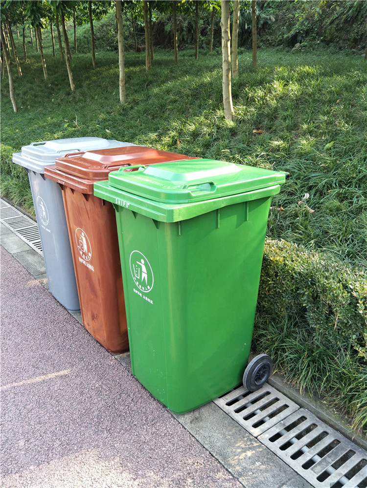 120l草绿色脚踏环卫垃圾桶颜色logo可定制聚乙烯hdpe可挂车