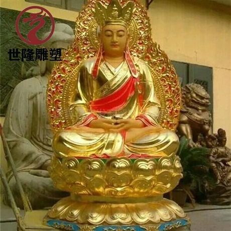 寺庙景区小型地藏王摆件 铸铜佛像雕塑 贴金地藏王定制