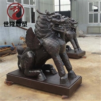 户外广场铜麒麟 铸铜门口摆件一对 园林动物厂家