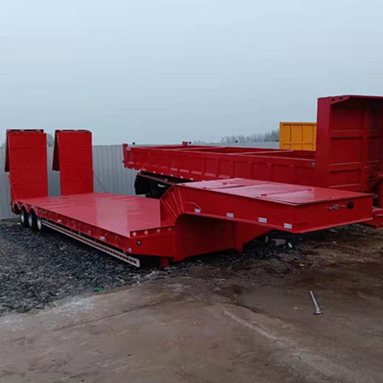 三桥13米长3米宽 凹梁式液压爬梯低平板半挂车 可分期 