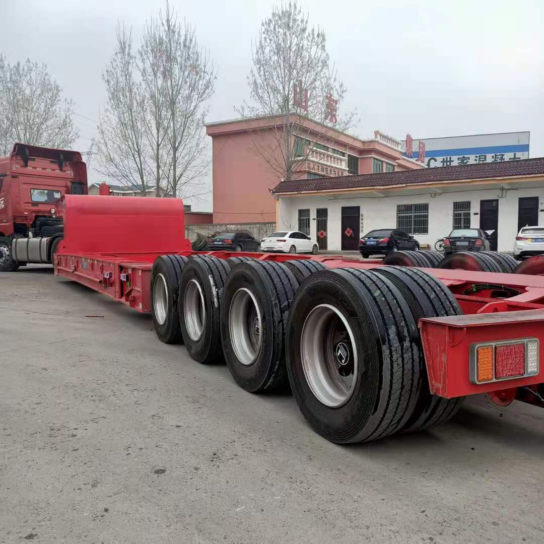 三线六轴低平板半挂车抽拉式轴线半挂车带爬梯低平板半挂车