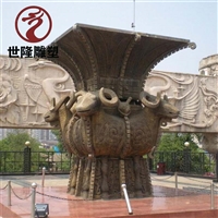 广场摆放四羊方尊铜鼎 景观四羊方尊制作 世隆纯铜铸雕