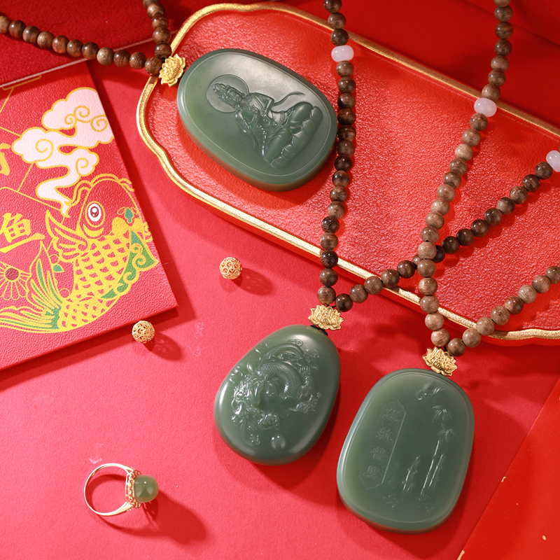 熊家珠宝买好玉就到熊家 保真和田玉 碧玉鸭蛋青粉青吊坠手镯