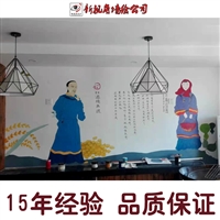 新视角米线店墙体彩绘 米粉店彩绘墙面 手绘墙体画 墙上写字