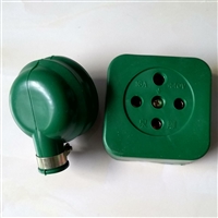工业插座16A三相四线圆孔插座 绿色胶皮材质440V三相四线插头