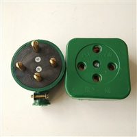 25A工业插座 三相四线25A插头插座 绿色橡皮圆孔插座