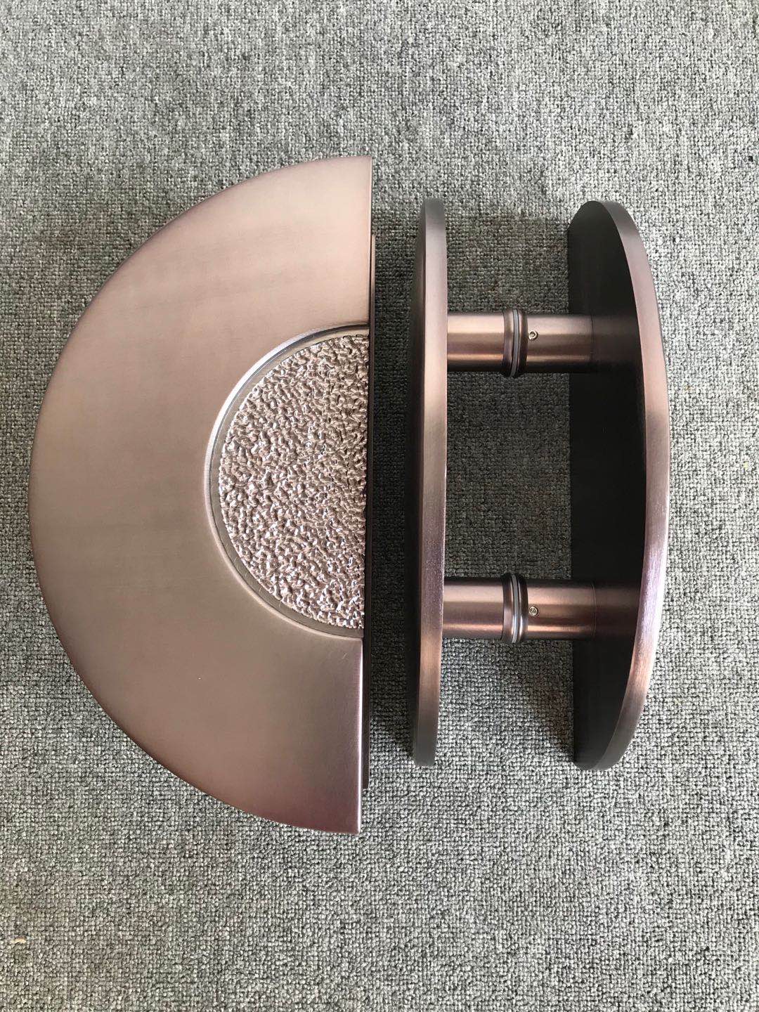 玻璃门半圆形铝板雕刻拉手可雕刻工行字体logo来图定制