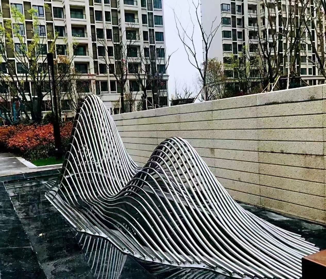 不锈钢假山意境小品雕塑水景山峦不锈钢抽象摆件非凡艺术