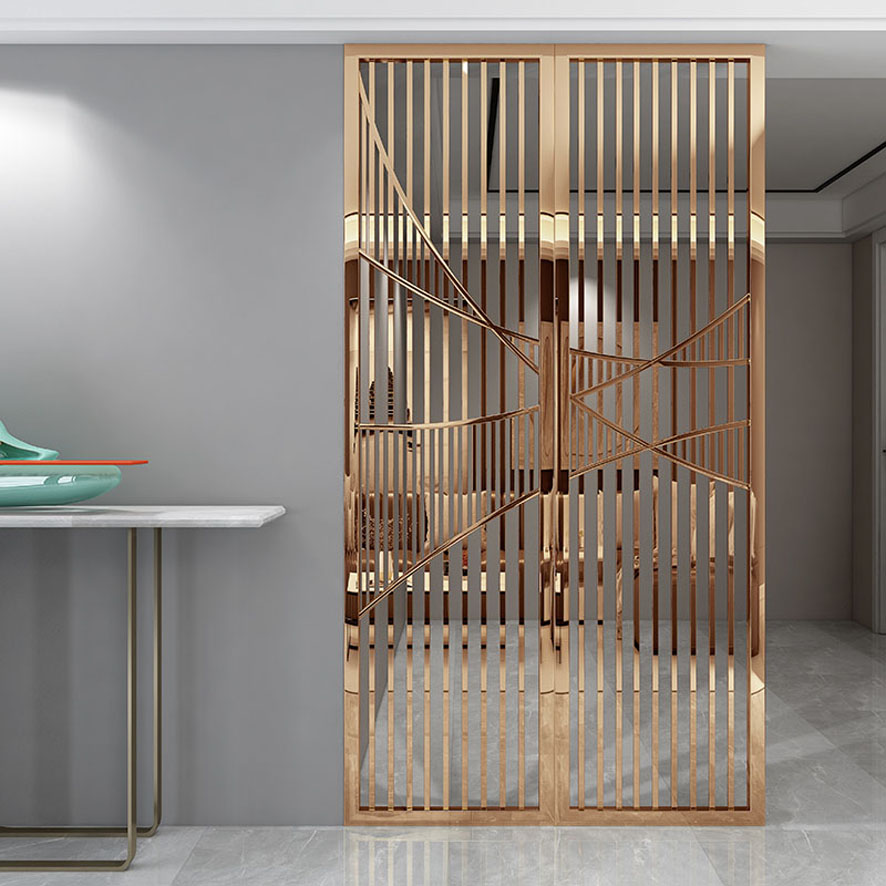 不锈钢屏风隔断定制 镜面玫瑰金 不锈钢屏风隔断