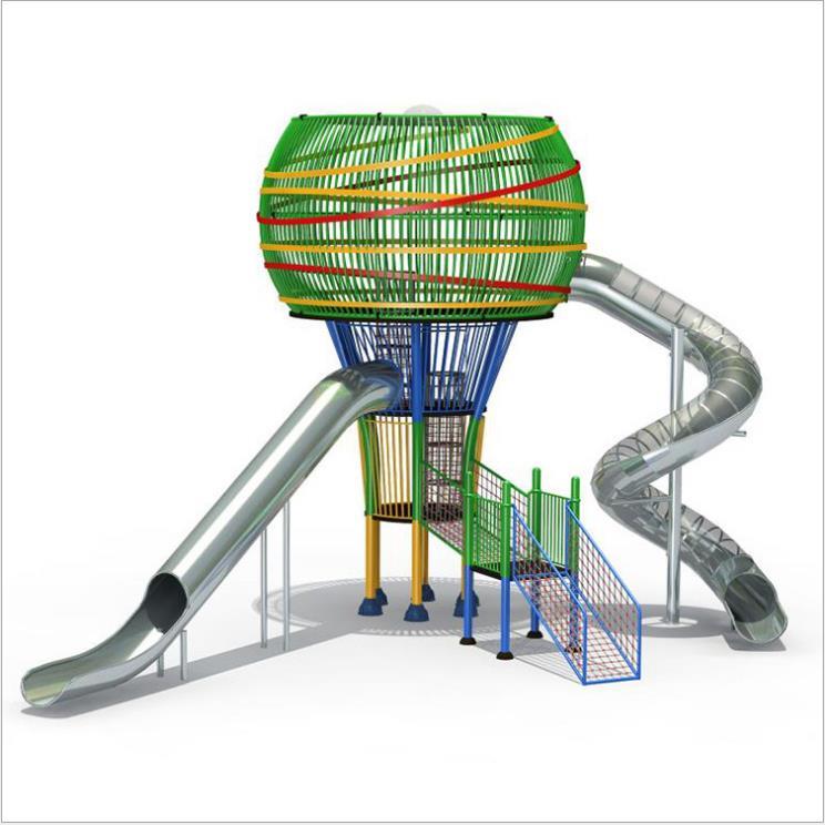 供应半透明不锈钢滑梯商场大型旋转滑梯定制非标游乐设备厂家