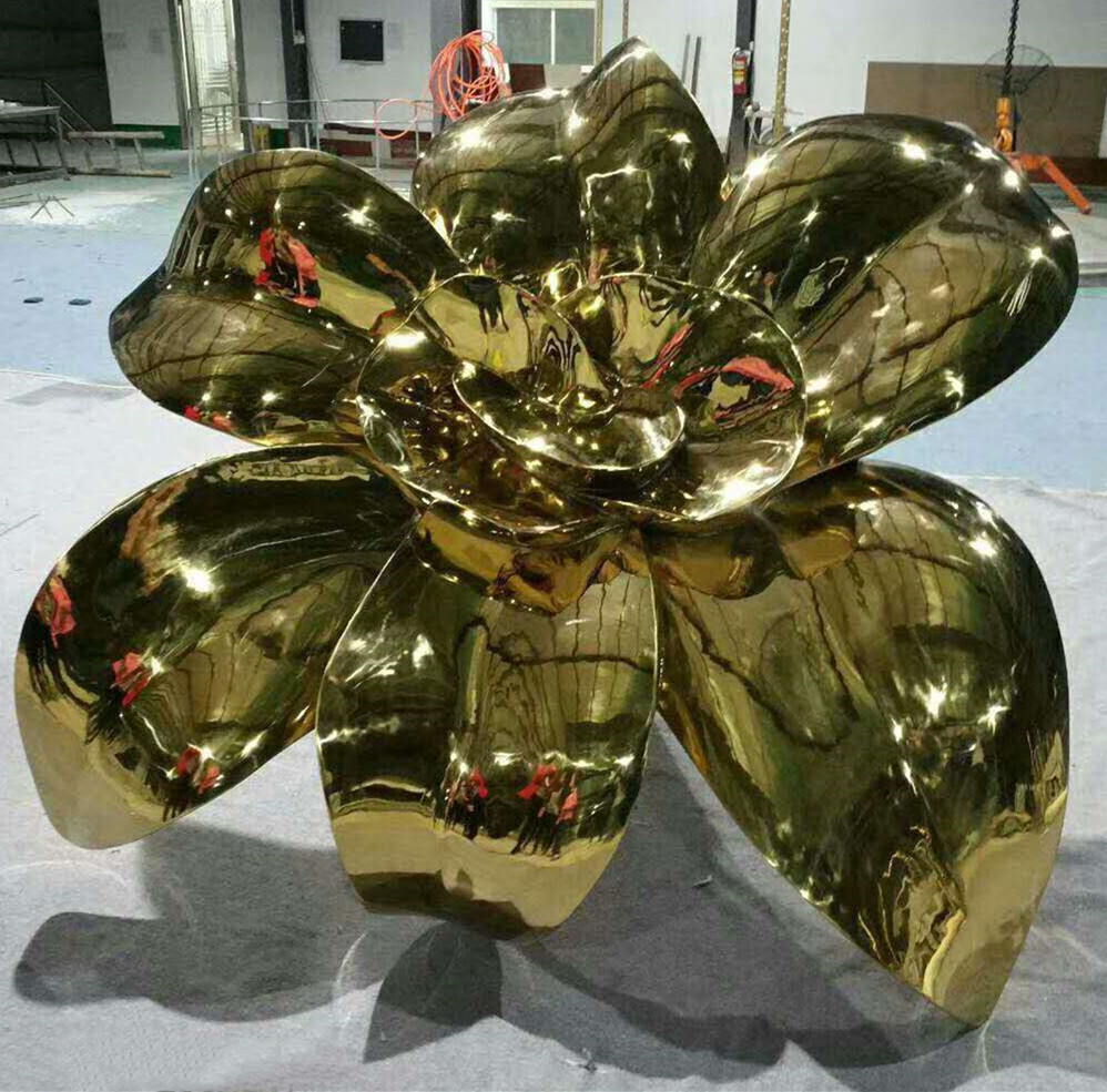 东方韵艺术雕塑/大型不锈钢玫瑰花造型雕塑艺术摆件