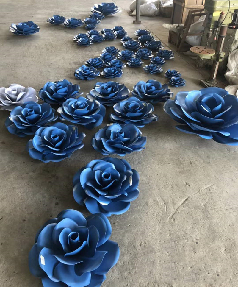 东方韵艺术雕塑/大型不锈钢玫瑰花造型雕塑艺术摆件