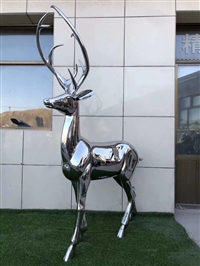 景观不锈钢切面鹿雕塑 园林光面不锈钢鹿动物雕塑