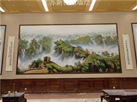 上海办公楼墙绘长城画 手绘办公室壁画 上门服务 报价合理