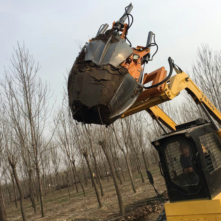 栽种苗木大型移树机 装载机安装的挖树机 圆弧面铲刀保护树根 快速挖