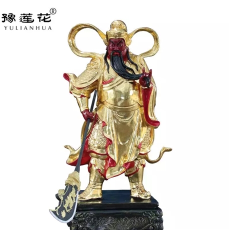 关帝菩萨佛像 寺庙摆放关帝像实拍图片 关平菩萨佛像 周仓菩萨佛像
