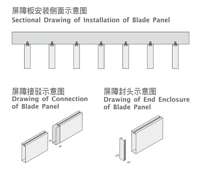 铝方通隔墙安装示意图图片