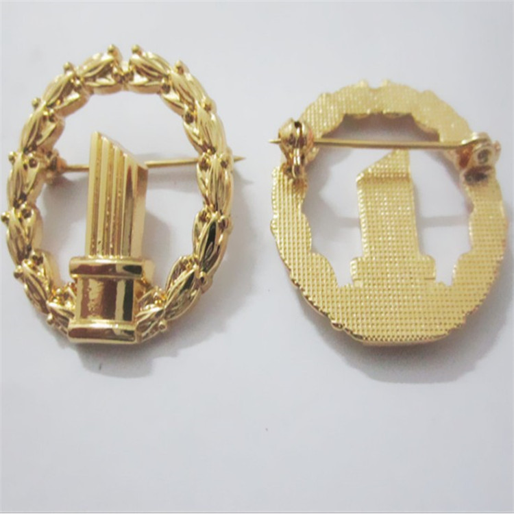 定制麦穗边金属胸章 镂空字母别针胸章徽章 立体电镀小徽章