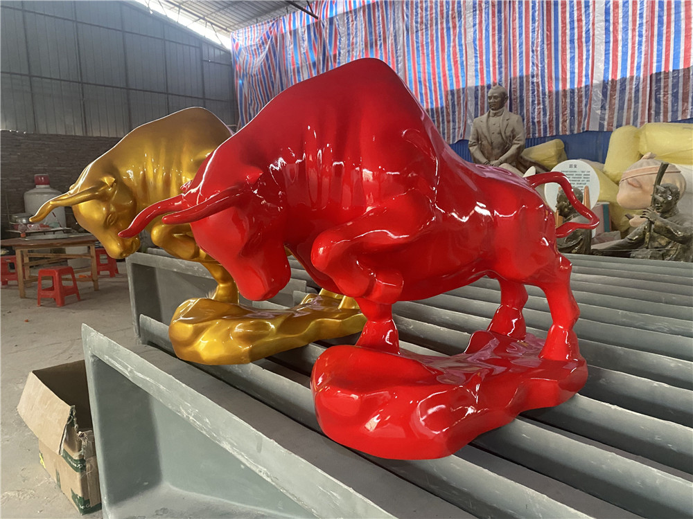 珠海玻璃钢雕塑 玻璃钢牛雕塑 文化广场动物雕塑定制