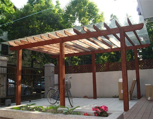 露天阳台防腐木花架设计定制各种葡萄花架碳化木网格花架