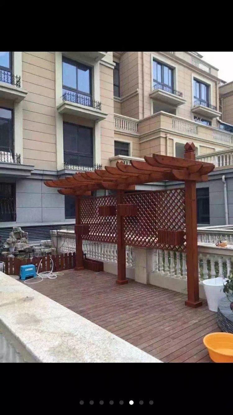 露天阳台防腐木花架设计定制各种葡萄花架碳化木网格花架