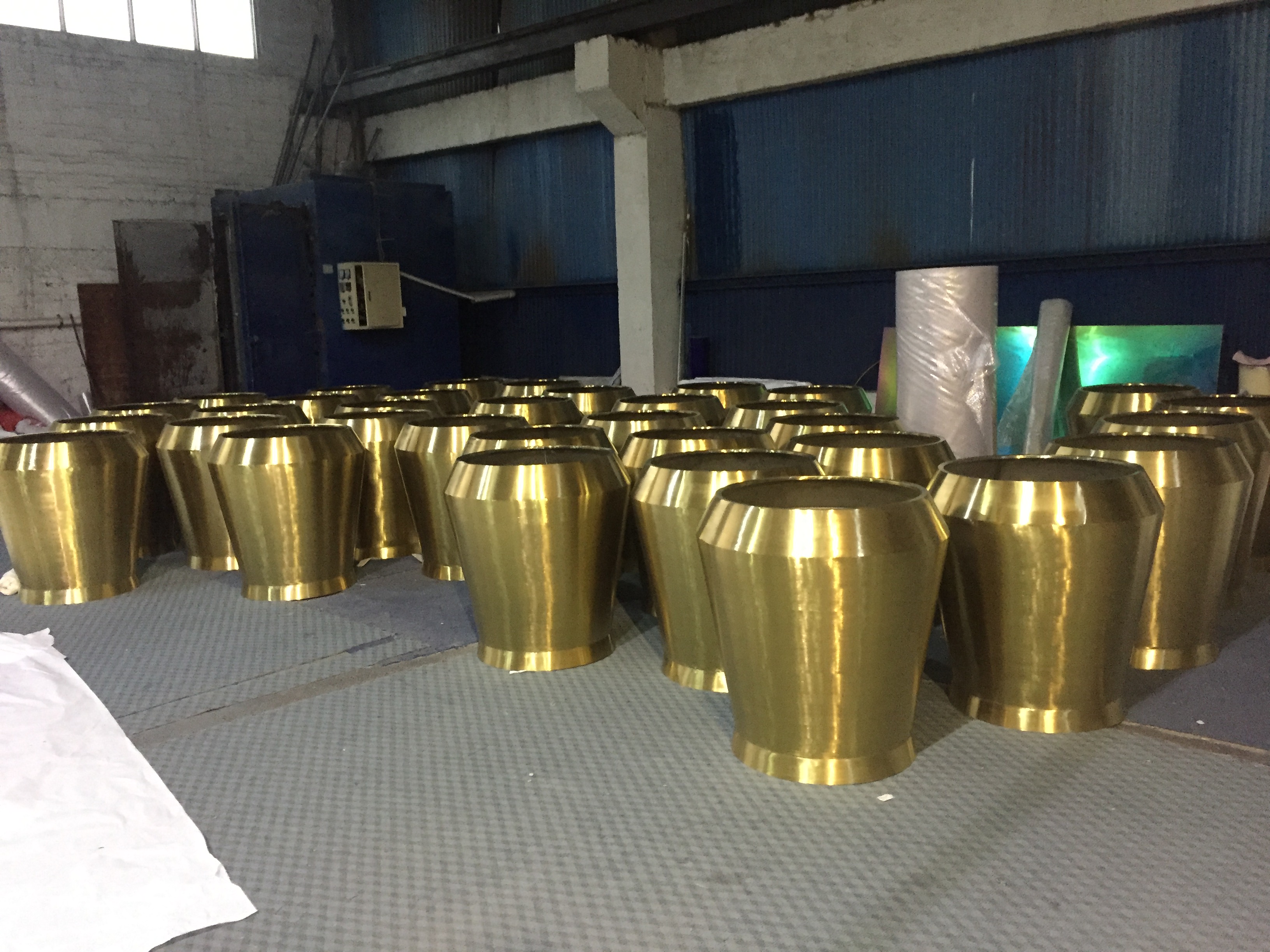 简约电镀不锈钢金色玫瑰盆花箱景观金属花池树池