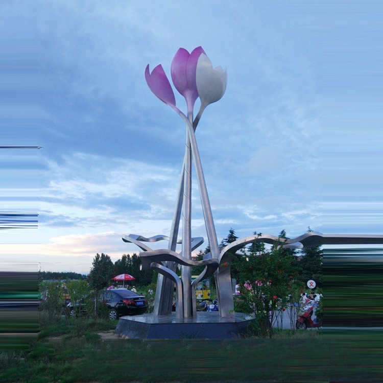 抽象不锈钢花雕塑