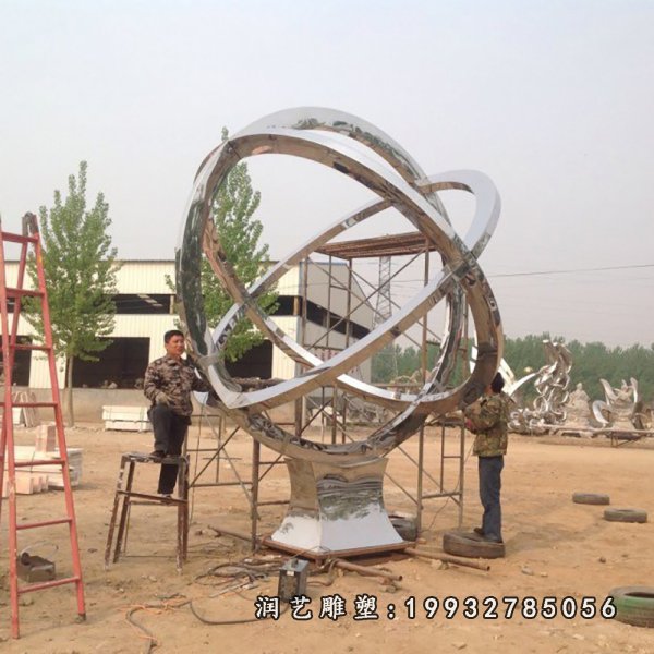 不锈钢抽象圆环广场雕塑